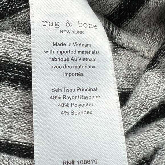 Rag & Bone Striped Slim Long-Sleeve Crewneck Top Directional Stripes Size L - Picture 8 of 9